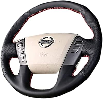 Hand-sewn cowhide stove for Nissan Patrol Y62 (black and red line).. DIAYTAR NIGERIA delivers more than products - we deliver affordable shopping satisfaction nationwide.