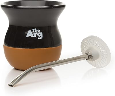 Set of mate mate in Argentinian therg plastic, self -cleaning mate cup with bombilla yerba mate and yerba mate with straw (black/camel).. DIAYTAR NIGERIA makes quality accessible with low prices and reliable 5-8 day nationwide delivery.