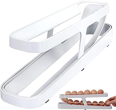 Egger holder for refrigerator: Automatic rolling egg storage container, 2-level rolling eggs dispenser, space-saving egg tray for refrigerator counter cabinet.. DIAYTAR NIGERIA: Nigeria's answer to affordable online shopping with reliable 5-8 day delivery guarantee.