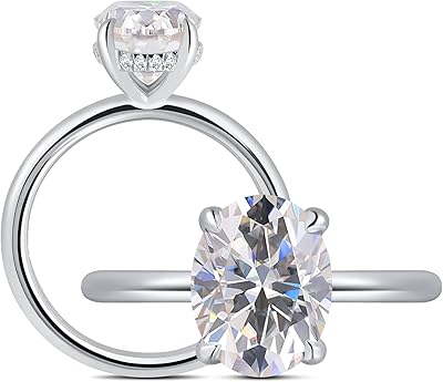 Oval engagement ring in Moissanite 3 rooms Plated Lone Ring.. Shop from anywhere in Nigeria with DIAYTAR's extensive selection and budget-friendly shipping options.
