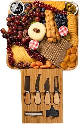 Cheese board, set of knives and 2 bowls. Bamboo wood plate with service tray.. DIAYTAR NIGERIA delivers affordability and convenience to your doorstep within 8 days of purchase.