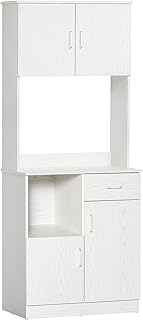 Modern Homecom self-supporting storage organizer with microwave counter, 2 cabinets and adjustable shelves, white.. Enjoy deals you can’t resist and delivery you can trust — DIAYTAR Nigeria.