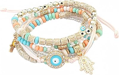 Set of wire and multicolored pearl bracelets for women, one size, steel alloy, without precious stones.. Discover the perfect shopping balance at DIAYTAR NIGERIA with competitive prices and prompt delivery.
