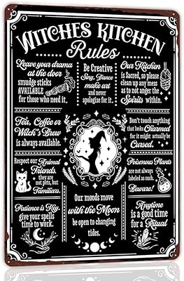 Retro metal panel with witch kitchen rules, witch beverage is always available, fun Halloween panel, kitchen festival decoration, wall art, rustic farm decor 12 x 8 inch.. DIAYTAR NIGERIA: Where shopping dreams become reality with budget-friendly prices and prompt delivery.