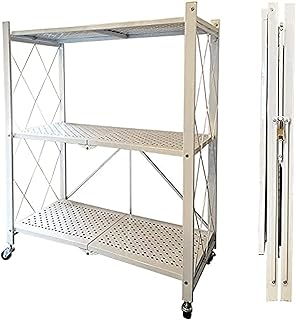 Multiple foldable storage shelves for garage, kitchen, closet, metal wire, foldable storage shelf on 4 inch wheels, metal wire storage support, black/white (3 shelves (white)).. Discover the perfect balance of price and convenience with DIAYTAR NIGERIA's nationwide e-commerce platform.