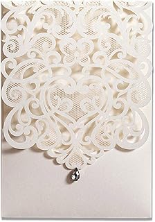 Wishhamde 20x laser cut wedding invitation cards with envelopes and pockets set of personalized invitations in classic rhinestone for engagement anniversary wedding birthday (20 pieces).. Experience the DIAYTAR difference with our vast product selection and delivery within 5-8 days.