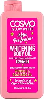 Cosmo Glow White Skin Perfector Whitening Boxing Oil 300 ml, Effective Lightening Solution for the skin, Vitamin E and grapeseed oil, improves skin texture, for men and women.. Shop smarter, not harder with DIAYTAR NIGERIA - thousands of products at your fingertips with affordable delivery.