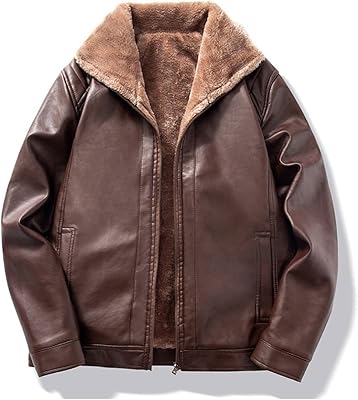 Leather winter jacket for Zoycom men, padded velvet jacket for men with large fur collar (color: brown, size: xl).. DIAYTAR NIGERIA: Revolutionizing how Nigerians shop with affordable prices and prompt delivery services.