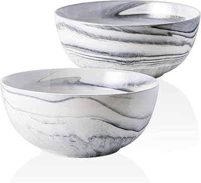 Yundu 9 "Large bowls to mix deep, porcelain service bowls of 2.38 ounces for pasta, fruit salad with fruit, batch of 2, marbled gray.. DIAYTAR Nigeria brings you closer to everything you need — fast delivery, low costs, and variety.