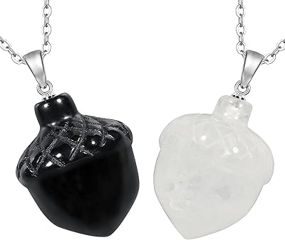 Nobuyay 2 pieces pendant in Crystal Crystal of mini nuts carved by hand for women men, pendant in spiritual healing stone with stainless steel chain.. DIAYTAR NIGERIA: Empowering Nigerians with access to affordable products delivered within 8 days.
