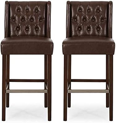 Contemporary ear stool Christopher Knight Home Spencer (Lot of 2) Dark brown and espresso.. DIAYTAR NIGERIA connects you with what you need at prices you'll love, delivered within 8 days.