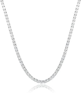 Tennis collar chain for women and men, 18-carat white gold plated, 3.0 mm cubic zirconia, 16-24 inch round cut, copper, cubic zirconia.. DIAYTAR NIGERIA transforms how Nigerians shop with our affordable prices and dependable shipping times.