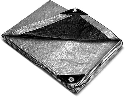 Polytuf silver/black resistant tarpaulin 3.6 medium x 4.9 medium (12 "x 16") 185g with points wire, 3 year warranty.. DIAYTAR NIGERIA: Revolutionizing how Nigerians shop with affordable prices and prompt delivery services.