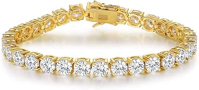 7.5 inch tennis bracelet for women and men, adorned with a round stone in 18 carat plated cubic zirconia.. Shop without boundaries at DIAYTAR NIGERIA, offering affordable products with convenient delivery times.