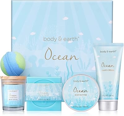 Women's spa gifts, bath box with Spa gift set flavored with ocean, including a scented candle, body butter, a hand cream, a bath bar and sparkling balls, a gift box for women, mom, mothers' day.. Discover why millions choose DIAYTAR for affordable online shopping with delivery in just 5-8 days.