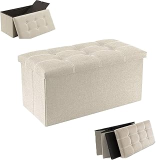 Lucky Row Linen Ottoman folding 76.2 cm square, comfortable stool with solid wood feet and cover, space saving, can contain up to 660 pounds (beige).. DIAYTAR NIGERIA: Nigeria's answer to affordable online shopping with reliable 5-8 day delivery guarantee.