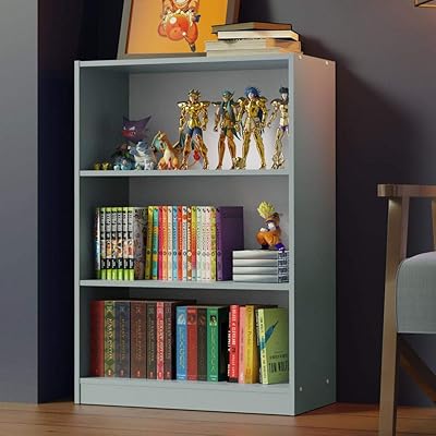 MADISA library with 3 shelves with storage space, on foot, wood, 71 l x 102 h x 30 p cm - gray.. No more overpriced stores — DIAYTAR Nigeria brings the best to your door.