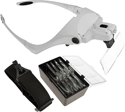 Front magnifying glass with LED lights, interchangeable glasses head and lenses: 1.0x, 1.5x, 2.0x, 2.5x, 3.5x.. DIAYTAR NIGERIA delivers what matters - quality, affordability, and prompt nationwide shipping.
