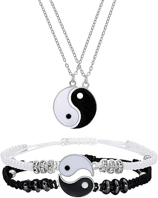 Set of Yin Yang bracelets and necklaces for couples and friends, matching friendship necklace for women and men, relationship bracelets for best friends.. Experience the future of online shopping with DIAYTAR NIGERIA's extensive product range and competitive pricing.