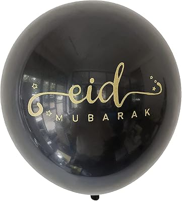 Eid Mubarak latex balloons, pack of 10 (black).. From kitchen tools to phones — DIAYTAR Nigeria ships it all in a week.