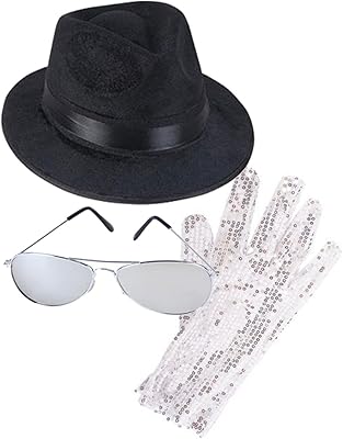 Set of MJ costumes Michael Jackson Fantaisie de Rhodey Island with Fedora hat, gloves and sunglasses, one waist.. Enjoy a hassle-free shopping experience with DIAYTAR Nigeria, where products are categorized for your convenience and delivery is always on time.