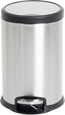 Orchid bin in stainless steel, round bin with soft closure cover, sustainable steel pedal mechanism, bin (12 liters).. DIAYTAR NIGERIA delivers more than products - we deliver affordable solutions within the week.