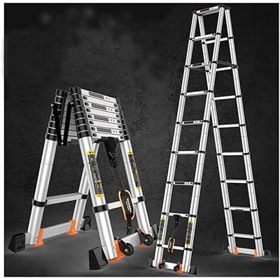 Aluminum folding professional telescopic ladder, 6 m extensible versatile scale with spring lock 2.6 m + 2.6 m.. Nigeria shops with DIAYTAR — wide selection, fast shipping, and great value.