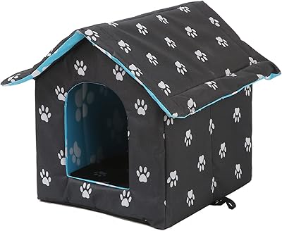 Outdoor houses for cats, house for cats and wandering dogs, house for isolated cats and weather resistant with transparent curtain, shelter for wandering cats (black, small houses).. Shop with confidence at DIAYTAR NIGERIA, where affordability meets reliability in less than 8 days.