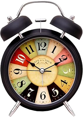 Gustop Bedroom Awakens 4 inches Retro Double bell without tick-TAC Farm clock clocks, digital battery clock for bedside table desktop decoration (black).. Your trusted marketplace, DIAYTAR NIGERIA offers comprehensive selection with budget-friendly delivery.