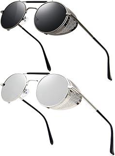 Vintage rounded -round sunglasses steampunk retro UV400 metal frame glasses.. DIAYTAR NIGERIA: Making online shopping accessible with affordable prices and nationwide delivery service.