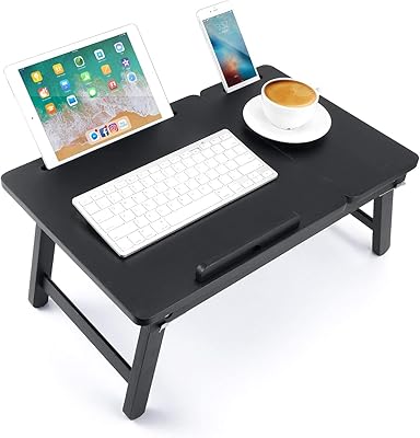 Foldable laptop table in bamboo n newvent with drawer slits for tablet, black.. Shop from Nigeria's largest product selection at DIAYTAR, with budget-friendly prices and swift delivery.