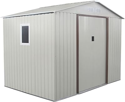 Cameltough metal storage shelter, 9.1 x 6.3 feet, metal garden shed. Perfect for storing patio furniture and garden tools. Garage organizer, weather resistant. with warranty. Beige, C-641.. Shop with purpose and save with DIAYTAR NIGERIA's extensive platform and nationwide delivery service.