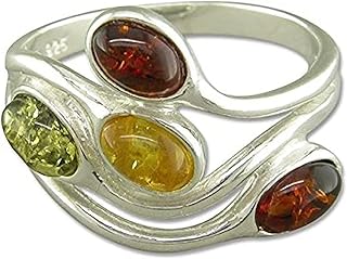 Sterling silver ring Amber tricolor - Multi -Pierre Yellow, Green and Amber jewelry - Available in m -R sizes.. DIAYTAR NIGERIA delivers what you want at prices you'll love, all within 5-8 days nationwide.