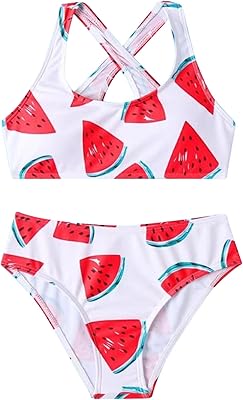 Cute summer summer swimsuit with floral watermelon print for girls, short swimsuit for girls (white, 8 years old).. DIAYTAR NIGERIA: Where shopping dreams come true with budget-friendly prices and nationwide shipping.