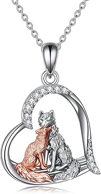 Renard collar for women girls in silver sterling kitsune fox love heart pendant collar jewelry gift.. DIAYTAR NIGERIA brings the market to your fingertips with affordable prices and swift delivery services.