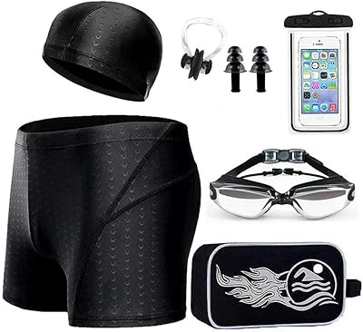 Monmin set of 7-piece swimsuit for men, Boxer swimsuit with swimming glasses, bath cap, earplugs, pliers, bathing bag and waterproof bag for mobile phone.. Unlock endless possibilities with DIAYTAR NIGERIA's affordable marketplace and reliable delivery service.
