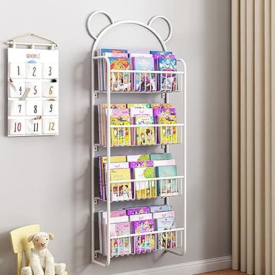 Small Bear Ears wall shelf, storage support with iron frame for CD, books, toys, living room, bedroom, office (67 cm, white).. DIAYTAR Nigeria: Your one-stop online shop with unbeatable prices and nationwide delivery in under 8 days.