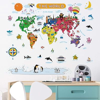 World card wall stickers for children decaling animal monuments to take off and stick.. DIAYTAR NIGERIA: Where every search leads to affordable products delivered promptly across Nigeria.
