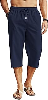 Linen capri pants for men, relaxed, light, 3/4, tightening cord, elastic waist, yoga beach pants with pockets.. Your everyday shopping companion, DIAYTAR NIGERIA offers unbeatable value with nationwide delivery.