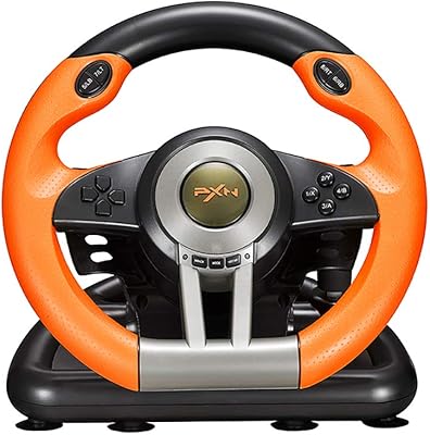 PXN V3iii 180 USB universal degree pc flying for car racing game with pedals for PS3, PS4, Xbox One, Xbox Series X/S, Nintendo Switch Orange (used - as new).. DIAYTAR NIGERIA: Transforming online retail with affordable prices and consistent 5-8 day nationwide delivery.