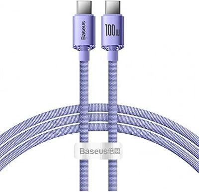 Fast load cable baseus crystal shine series type-C to type-C 100 W 1.2 m, purple.. Shop smart, shop DIAYTAR - Nigeria's most affordable e-commerce platform with nationwide delivery.