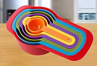 Set of cups and spoons to measure plastic water. Stacked, space -saving, multicolored design... Shop smart with DIAYTAR NIGERIA, offering a vast product range delivered to your doorstep within a week.