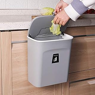 Timmy 9L wall trash can, kitchen trash with lid and scraper, kitchen trash (gray).. DIAYTAR NIGERIA brings the market to your screen with thousands of affordable products delivered to your door.