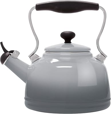 Hi-sink tea kettle in ancient steel and Chantal enamel, 1.7 liter, pale gray, (37-lake-om fg).. Shop smart with DIAYTAR NIGERIA's vast selection and enjoy affordable shipping in just 5-8 days.