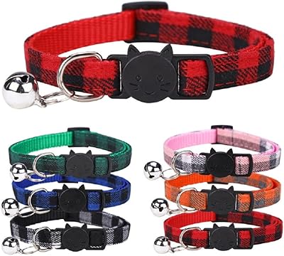 Removable chat necklaces with bell, Classic adjustable necklace checkered from 7 to 12 inch, flexible safety clip necklaces for small cats, 6 pieces.. DIAYTAR NIGERIA: Connecting Nigerians with affordable products through our expansive e-commerce platform.