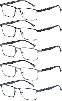 Nanako reading glasses for men, set of 5, light glasses blocking blue light for men, metal frame +1.00.. Shop with ease at DIAYTAR NIGERIA and enjoy our extensive product range delivered at affordable rates.