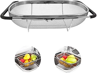 Backet of stainless steel strap in Beauty stainless steel, drain basket, sink basket, rubber handle sink, fine mesh, large kitchen utensils, home kitchen supplies.. DIAYTAR NIGERIA connects you with thousands of products at competitive prices, delivered within a week.