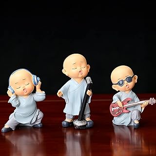 LIFE excite 3 pieces statue of Buddha monk, pretty statue of musical monk, exhibition room for wall shelf, table, office, car, table, home office decoration, size.. Shop smarter, not harder with DIAYTAR NIGERIA - thousands of products at your fingertips with affordable delivery.