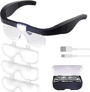 T-Mango GL head magnifying glass, rechargeable magnifying glass with 2 LED lights and interchangeable lens 1.5x, 2.5x, 3.5x, 5x, light eye lens for leisure, crafts, reading and welding.. Discover endless possibilities with DIAYTAR NIGERIA's extensive product range and affordable shipping.