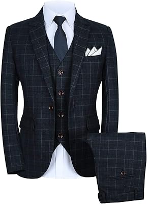 3 -piece fitted blazer checkered jacket + vest + men's pants.. Shop from anywhere in Nigeria with DIAYTAR's extensive selection and budget-friendly shipping options.